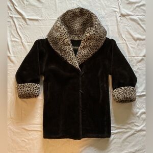 Monterey Faux Fur Leopard Print Ladies Sm Excellent Vintage